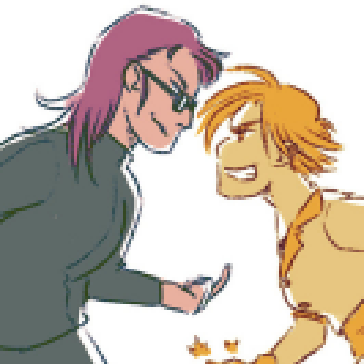 two characters glare at each other